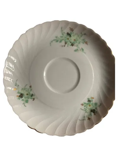 Royal Tettau Untertasse Porzellan Blumenmuster Klassisch Weiß 14cm
