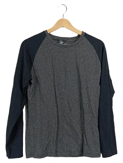 Fishbone FSBN Langarmshirt Herren Gr. M 48 Grau Schwarz Raglan Meliert Basic