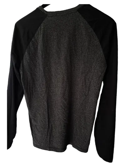 Fishbone FSBN Langarmshirt Herren Gr. M 48 Grau Schwarz Raglan Meliert Basic