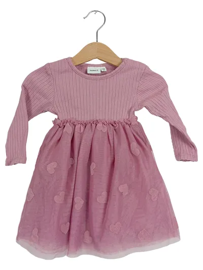 NAME IT Strickkleid Mädchen Rosa Gr. 74 Rippstrick Baumwolle Freizeitkleid