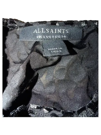 AllSaints Langarmshirt Damen Gr. 34 Schwarz Metallic Leopard Gerafft
