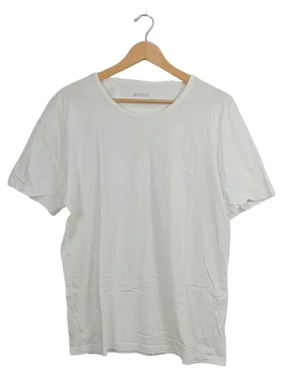 BOSS Herren T-Shirt Weiß Gr. XL Basic Rundhals Baumwolle Logo