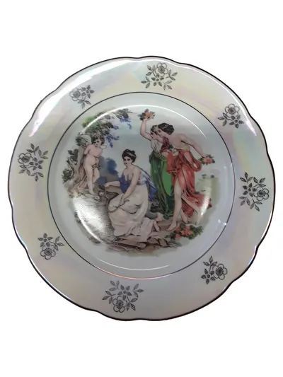 Kahla Porzellan Wandteller Vintage Rund 19cm Weiß Florales Muster