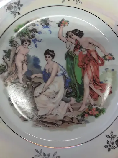 Kahla Porzellan Wandteller Vintage Rund 19cm Weiß Florales Muster