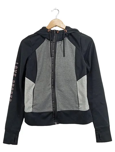 Crivit Damen Trainingsjacke Kapuzenjacke Gr. 36/38 S Schwarz Grau Love Sports