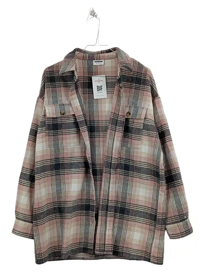 Noisy May Hemdjacke Damen 34 XS Kariert Pink Shacket Oversized Übergang