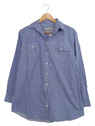 TRF Zara Damen Karohemd Bluse Blau Weiß Kariert Gr. S Baumwolle