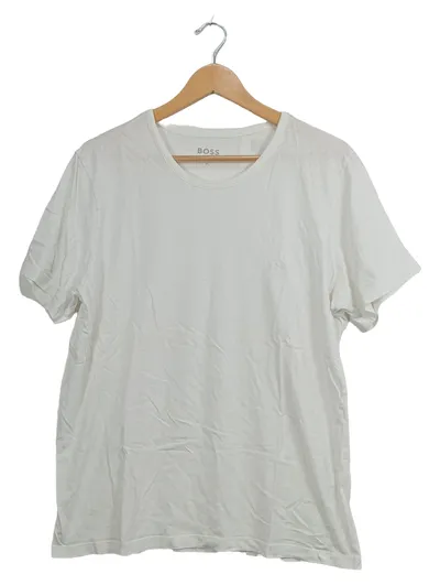 BOSS Herren T-Shirt Weiß Gr. XL Basic Baumwolle Rundhals Logo