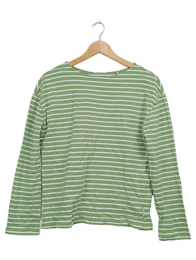 Marc O'Polo Denim Langarmshirt Damen M grün weiß gestreift Maritim
