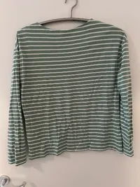 Marc O'Polo Denim Langarmshirt Damen M grün weiß gestreift Maritim 2