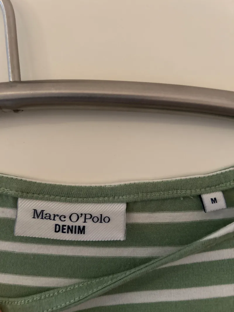 Marc O'Polo Denim Langarmshirt Damen M grün weiß gestreift Maritim 3