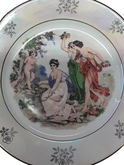 Kahla Sammelteller Porzellan Vintage Engel 19 cm Weiß Florales Muster