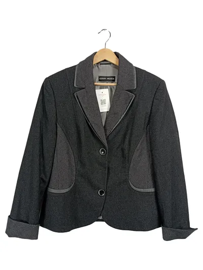 Gerry Weber Damen Blazer Gr. 40 Grau Fischgrät Business Jacke