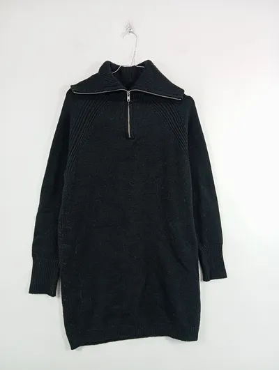 ASOS Design Pullover Damen Gr. 32 XXS Schwarz Reißverschluss Strick Casual
