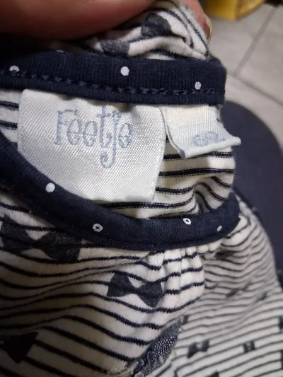 Feetje Baby Strampler Gr. 62 Weiß Blau Schleifenmuster Baumwolle