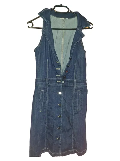 ORSAY Damen Jeanskleid Gr. 34 XS Blau Freizeit Midikleid Baumwolle