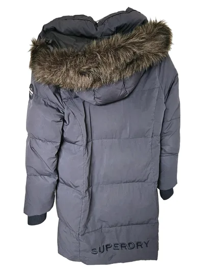 SUPERDRY Damen Parka Daunenmantel Gr. 40/L Blau Winterjacke Outdoor