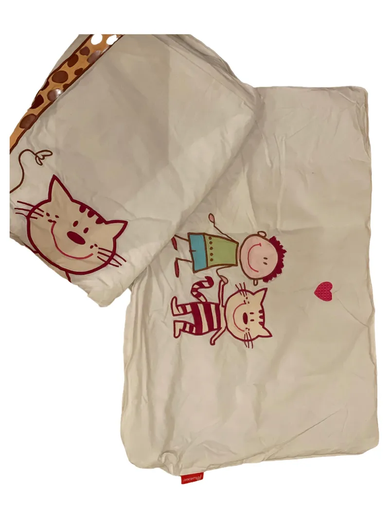 Fleuresse Kinder Bettwäsche Katze Grafik Beige 91x127 cm 1