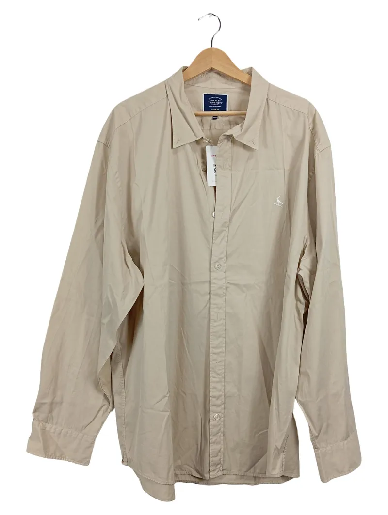 Charles Tyrwhitt Herren Freizeithemd Baumwolle Langarm Beige 3XL 1