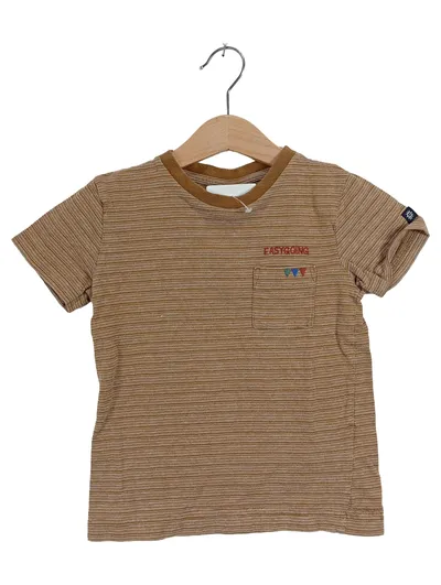 TAPE À L'OEIL Kinder T-Shirt Gr. 98 Braun Gestreift Kurzarm Baumwolle