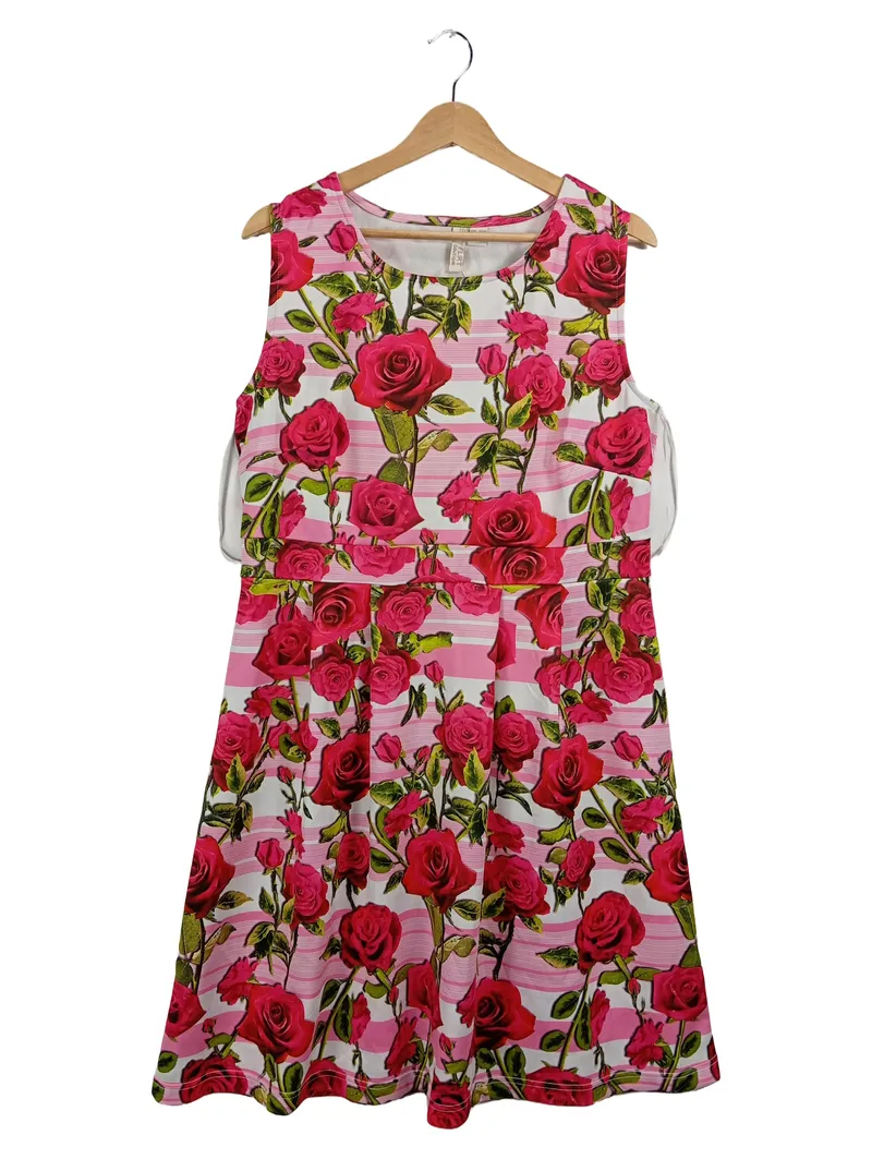 BODYFLIRT Damen Sommerkleid Midikleid Blumenmuster Falten Bunt Gr. 44 XXL 1