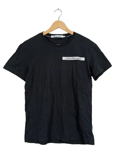 Calvin Klein Jeans Herren T-Shirt Schwarz Logo-Print Gr. XS