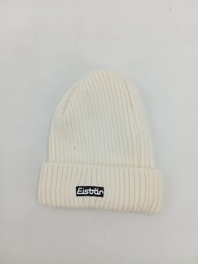 Eisbär Mütze Beanie Damen Strickmütze Winter Rippstrick Weiß Polyacryl