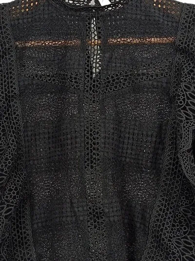 Q/S designed by Damen Spitzenbluse Schwarz Gr. 34/XS Elegant Rüschen