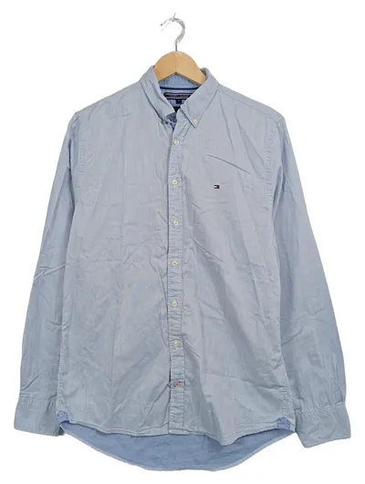 Tommy Hilfiger Herren Hemd Langarm Gr. S Blau Baumwolle New York Fit