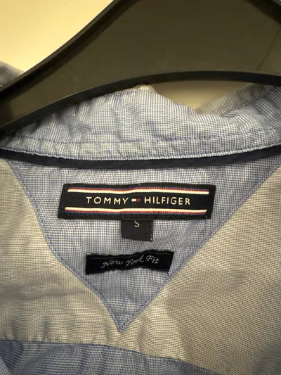 Tommy Hilfiger Herren Hemd Langarm Gr. S Blau Baumwolle New York Fit