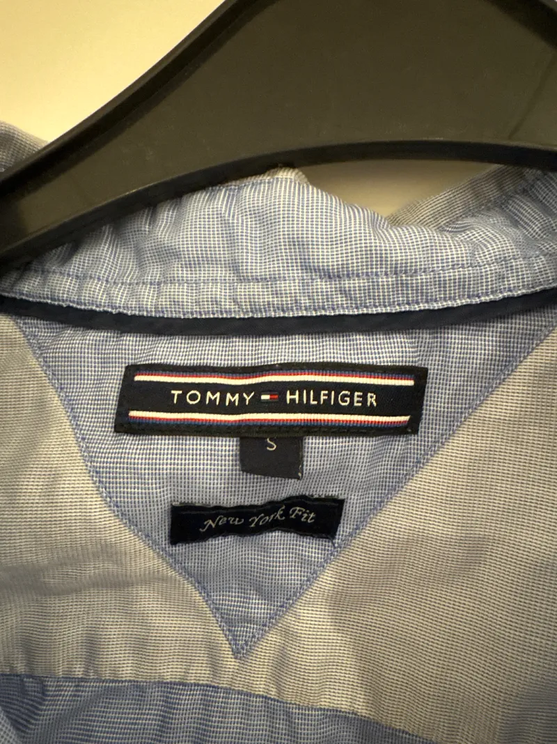 Tommy Hilfiger Herren Hemd Langarm Gr. S Blau Baumwolle New York Fit 2