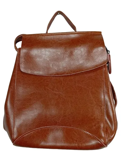Leathario Damen Rucksack Braun Kunstleder Casual Tasche Mittelgroß
