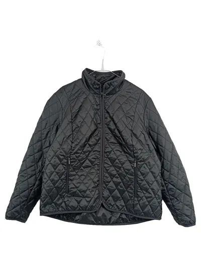 Lands' End Steppjacke Damen Gr. 42/XL Schwarz Petite Übergangsjacke Gesteppt