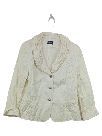 BASLER Damen Blazer Gr. 44 Beige Baumwolle Zierknöpfe Casual
