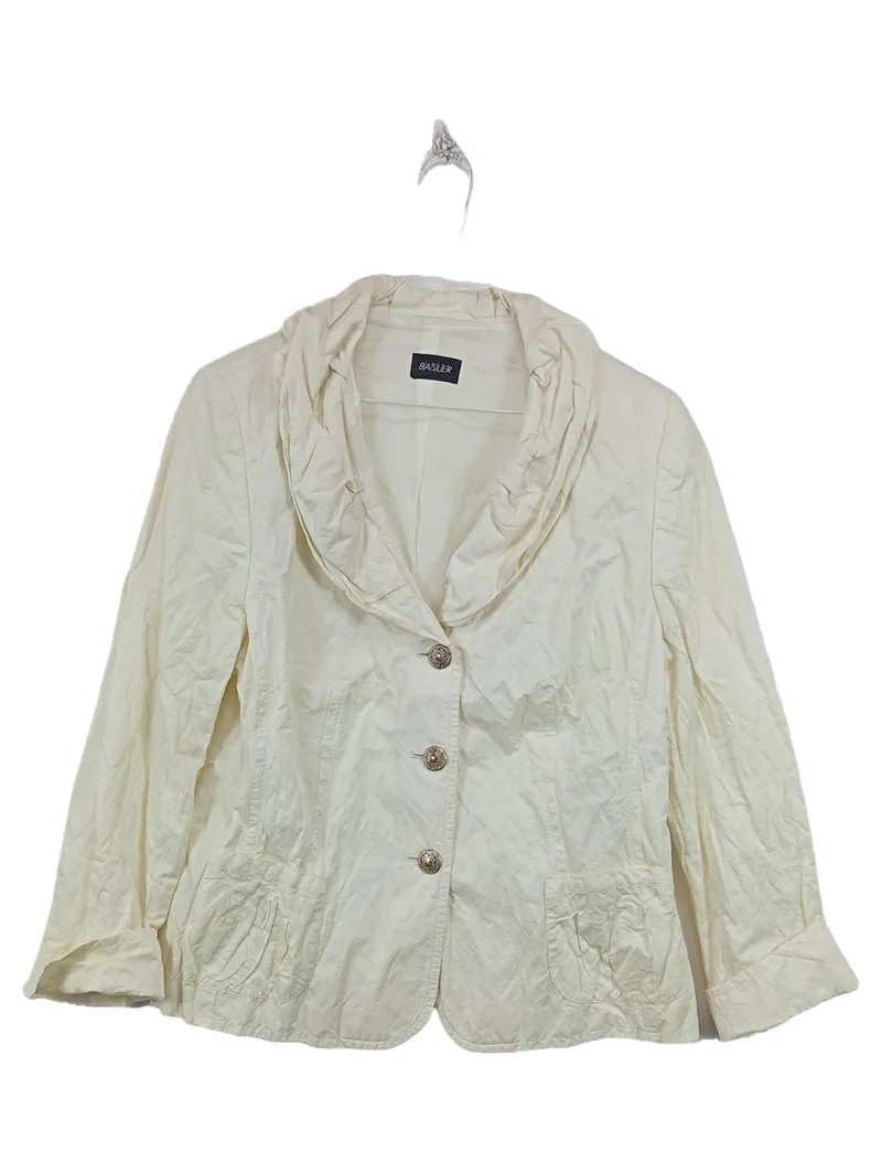 BASLER Damen Blazer Gr. 44 Beige Baumwolle Zierknöpfe Casual 1