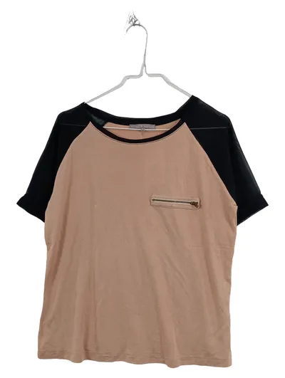 mint&berry Damen T-Shirt Gr. XL Beige Schwarz Raglanärmel Reißverschluss