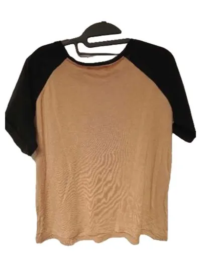 mint&berry Damen T-Shirt Gr. XL Beige Schwarz Raglanärmel Reißverschluss