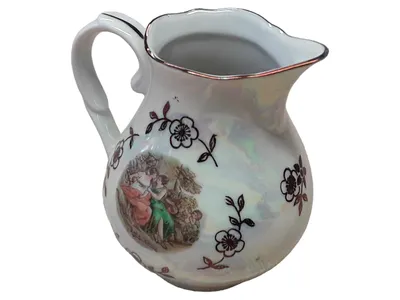 Kahla Milchkännchen Porzellan Vintage Engel Blumen Weiß 9cm