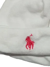 Ralph Lauren Baby Mütze Weiß 6M Baumwolle Polo Logo Beanie 3