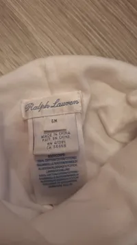 Ralph Lauren Baby Mütze Weiß 6M Baumwolle Polo Logo Beanie 4