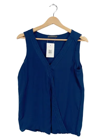 Esprit Damen Bluse ärmellos V-Ausschnitt Gr. 36/S Blau elegant