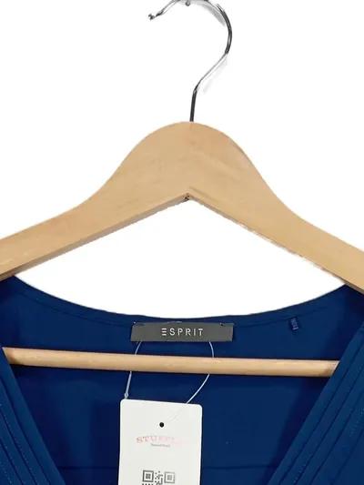 Esprit Damen Bluse ärmellos V-Ausschnitt Gr. 36/S Blau elegant