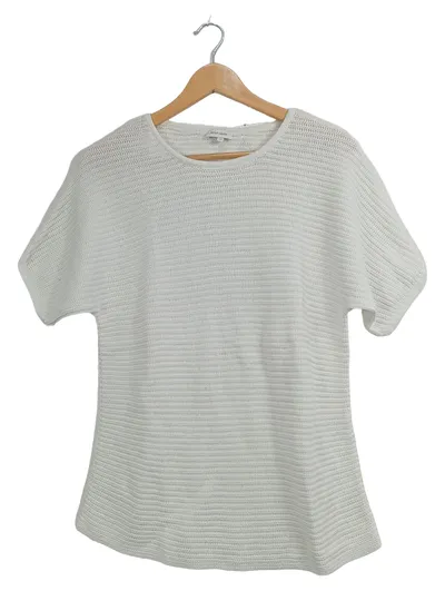Rena Marx Damen Pullover Strickshirt Kurzarm Weiß Gr. 40;L Rippstrick Casual