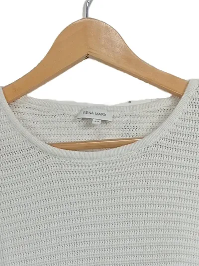 Rena Marx Damen Pullover Strickshirt Kurzarm Weiß Gr. 40;L Rippstrick Casual