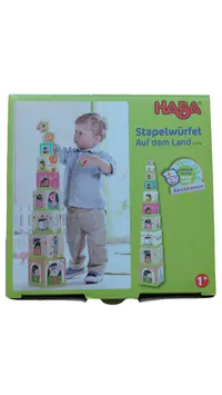 HABA Stapelwürfel Auf dem Land Holzbausteine Bauernhof ab 12 Monate Mehrfarbig 1