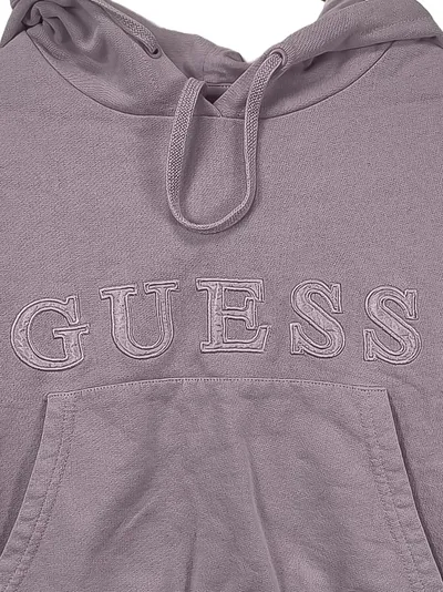 GUESS Damen Hoodie Kapuzenpullover Kurzarm Cropped Lila Gr. S