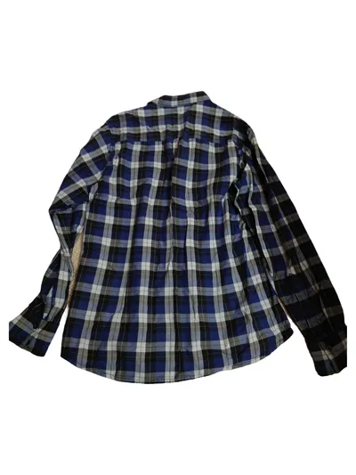 SMOG Herren Karohemd Freizeithemd Slim Fit Blau Kariert Gr. L