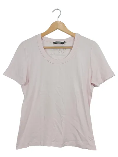 Passport Damen T-Shirt Gr. 42/XL Rosa Rippstrick Baumwolle Basic