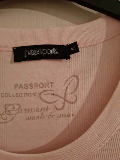 Passport Damen T-Shirt Gr. 42/XL Rosa Rippstrick Baumwolle Basic
