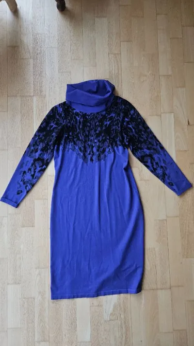MONA Damen Strickkleid mit Rollkragen und Animal-Muster Lila Gr. 38